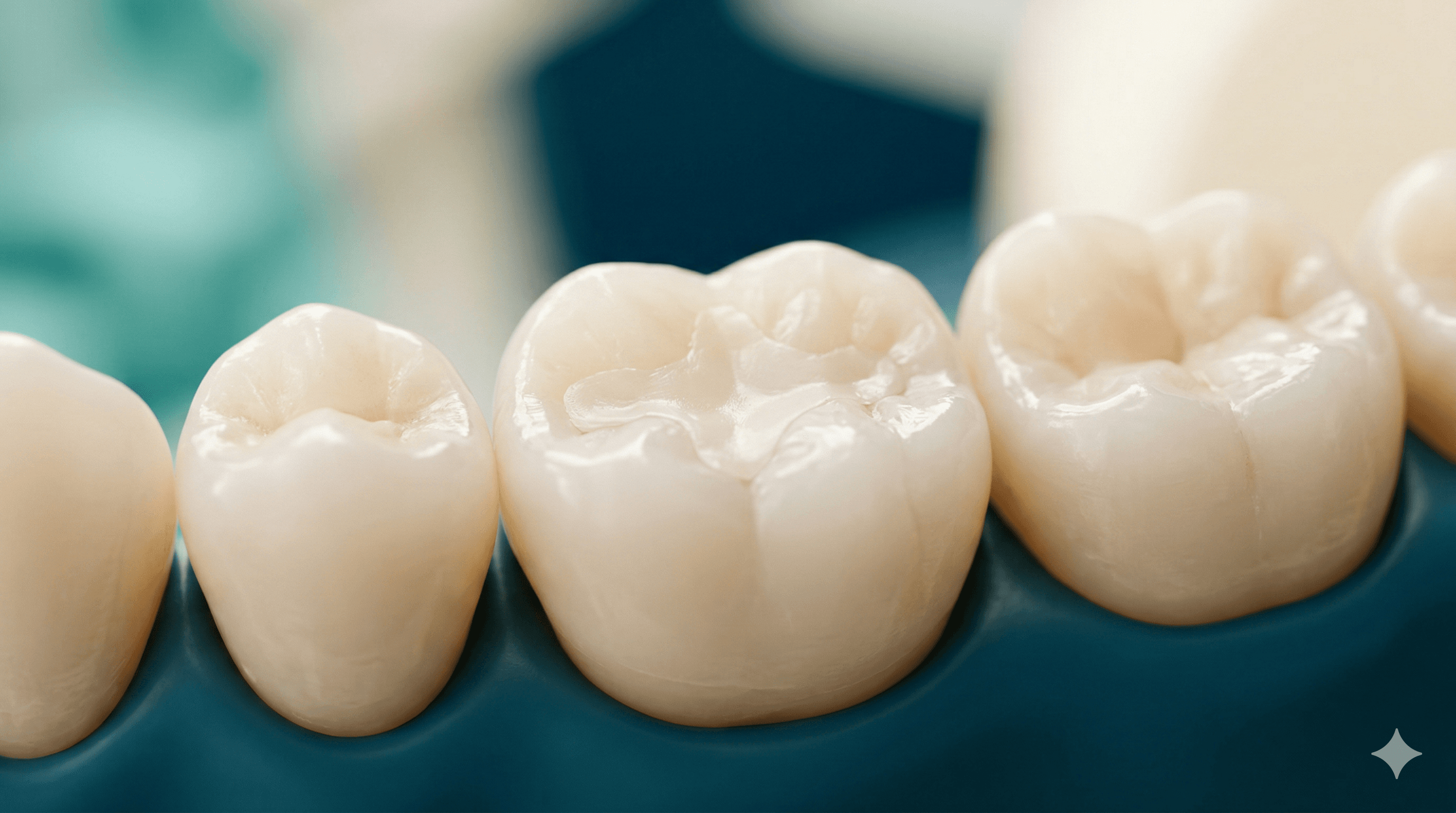 Close-up of a tooth filling procedure in a dental clinic